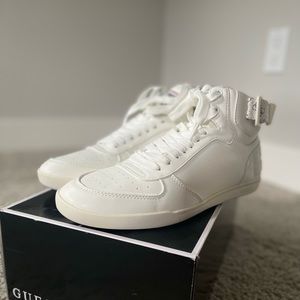 All White high top Guess shoes